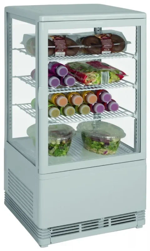Vitrine réfrigérée à poser panoramique blanche 0/+12°c et éclairage - 78 litres Livraison Express