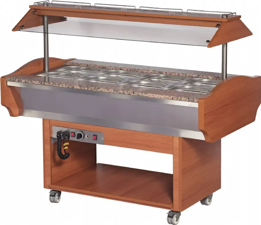 Offre Spéciale Buffet bain-mbuffet bain-maarie central chauffant +30/+90°c cuve 4 gn 1/1-150 porte-assiettes granit