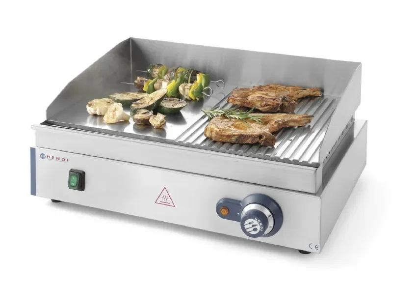 Plaque de cuisson - plaque 1/2 lisse, 1/2 rainuré - 550x430x260 mm 2400 w Super Prix