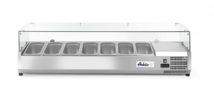 Vitrine réfrigérée avec vitrine en verre trempé 7x gn 1/3 - bac inox Pas Cher