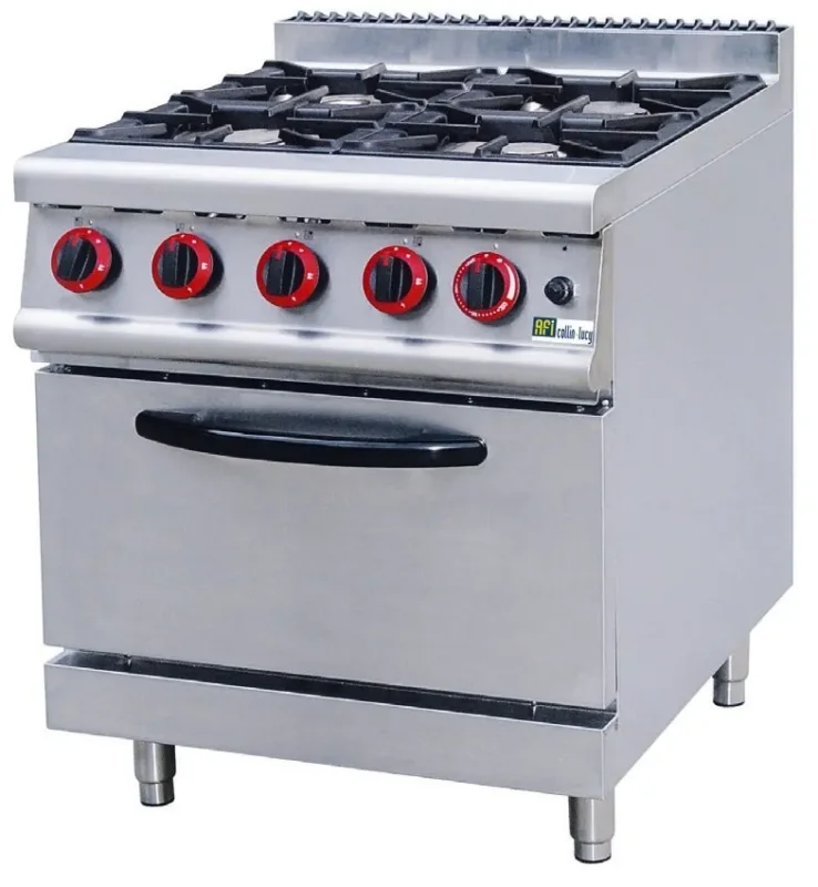 Fourneau gaz sur four gaz gamme 700 avec 4 feux inox Produit De Marque