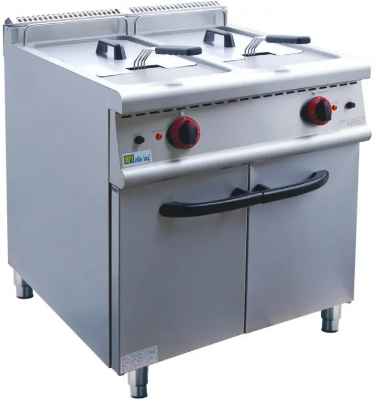 Produit De Marque Friteuse électrique sur coffre commandes mécaniques avec 2 cuves 20+20 l puissance 24 kw triphasée