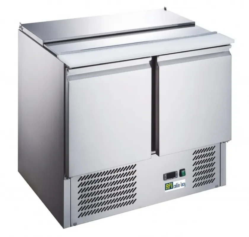 Promotion Saisonnière Saladette positive 2 portes avec 2 bacs gn 1/1 et 3 bacs gn 1/6 température +2/+8°c