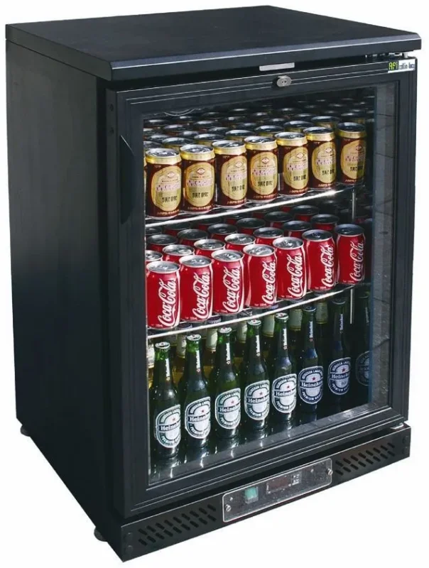 Dernier Modèle Arrière-bar réfrigéré noir 1 porte vitrée battante avec volume 151 l température +2/+10 °c