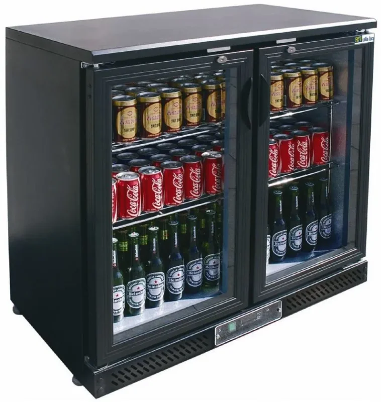 Arrière-bar réfrigéré noir 2 portes vitrées battantes température +2/+10 °c - 254 l Petit Prix