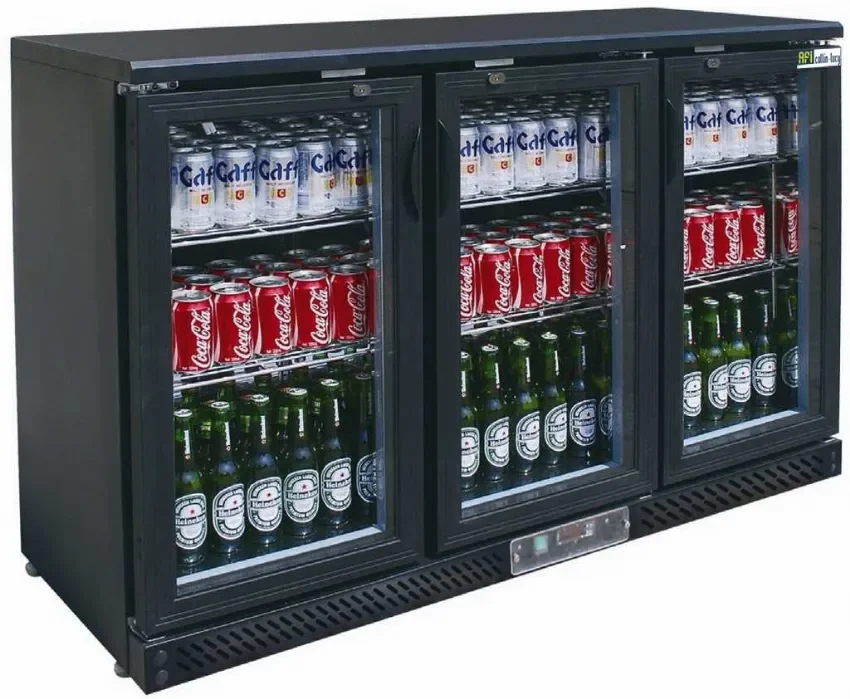 Arrière-bar réfrigéré noir 3 portes vitrées battantes température +2/+10 °c - 382l Pas Cher