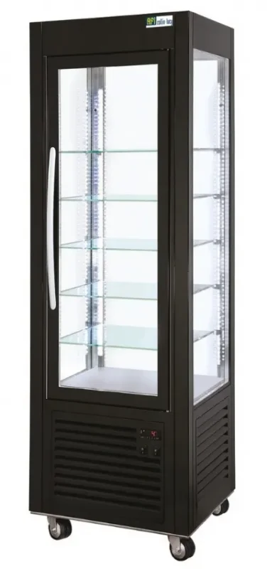 Livraison Express Vitrine 4 faces vitrées noire froid positif ventilé classe t3 250 l température +2/+10°c