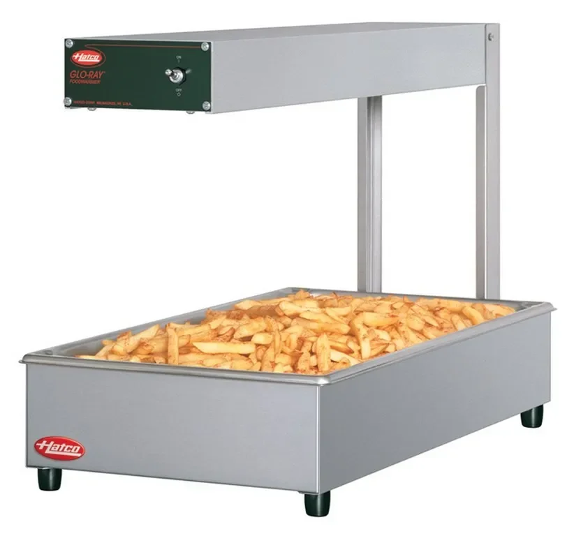 Offre Spéciale Poste à frite à poser professionnel avec rampe, socle chauffant et éclairage - 0.87 kw