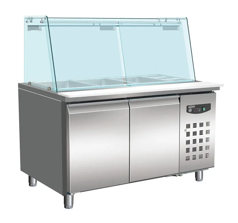 Table réfrigérée avec verre 2 portes3x 1/1 + 3x 1/6 gn récipient Achat Immédiat