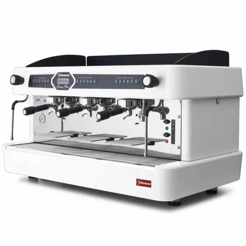 Certifié Machine à café profesionnelle 3 groupes, automatique (avec display) - blanc
