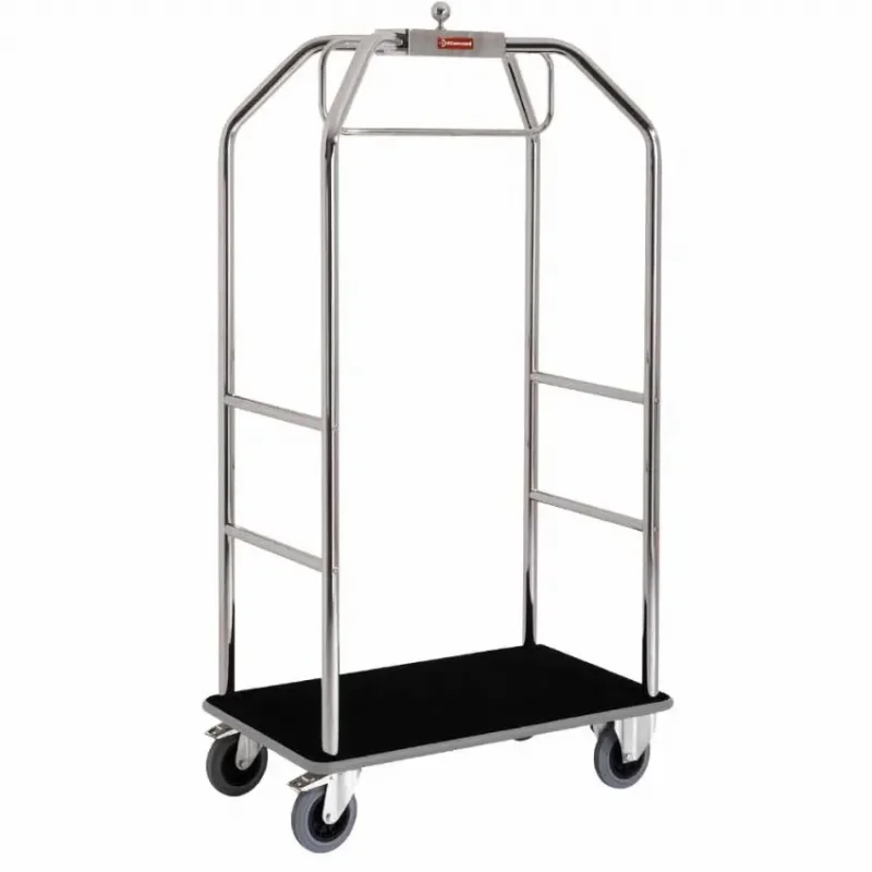 Chariot pour valises & vestiaire ""chromé"", 2 roues à freins Haute Qualité
