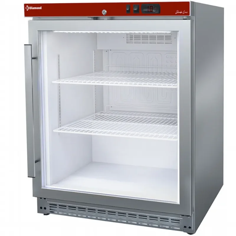 Bon Marché Frigo ventilée en inox avec 1 porte vitrée 150 litres - 626xx600xh850 mm