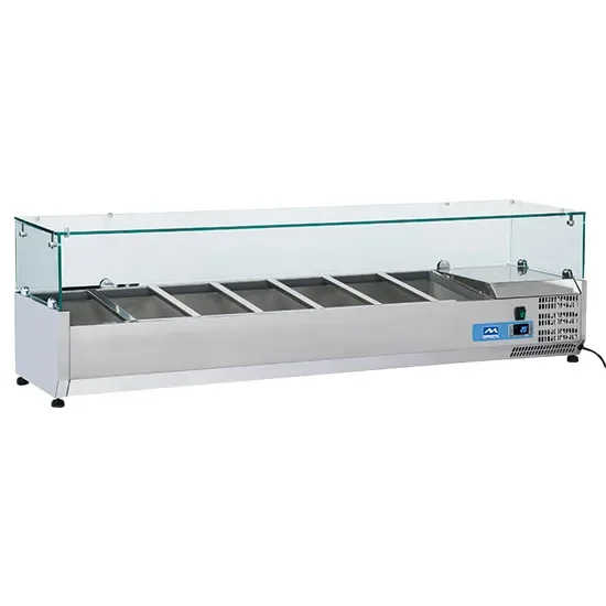 Saladette réfrigérée à poser inox avec 5x gn 1/3 et 1x gn 1/2 température +2/+8°c Bon Marché