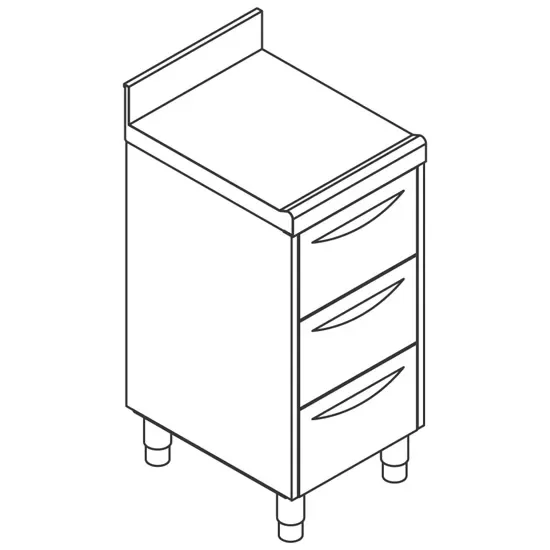 Paiement Sécurisé Bloc 3 tiroirs gn 1/1 inox avec dosseret - 500x700 mm