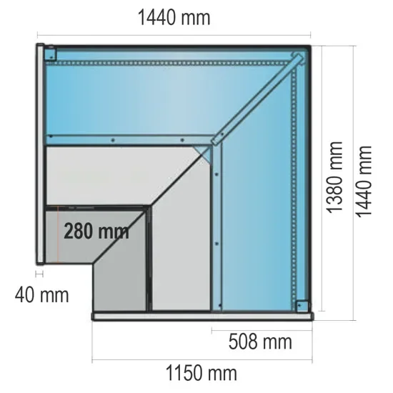 Marque Vitrine réfrigérée ventilée à viande angle vitre droite température +2/+5°c