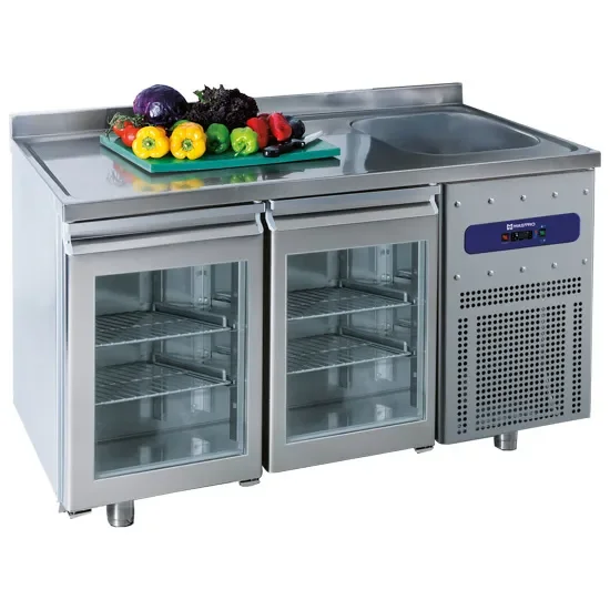 Prix Choc Table réfrigérée inox 2 portes vitrées avec dosseret température -2/+8°c