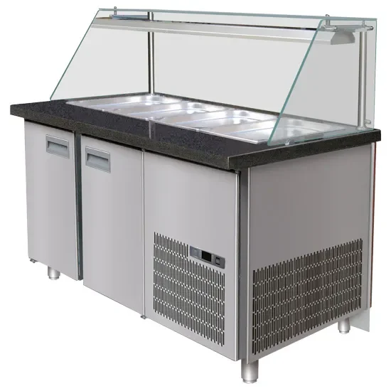 Table de préparation réfrigérée 3 portes vitre verticale avec 5x gn 1/1 température 0/+10°c Prix Bas