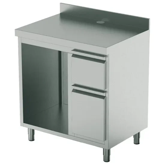 Livraison Express Comptoir machine café inox avec tiroir et compartiment 1000x700 mm