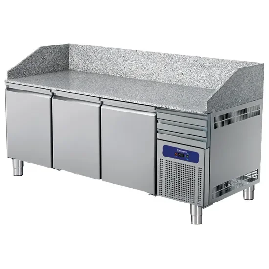 Offre Spéciale Table à pizza 3 portes 3 tiroirs en - température -2/+8°c - 2150 mm