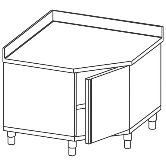 Table armoire neutre d’angle inox avec 1 porte battante et dosseret 1000x700 mm Bon Plan