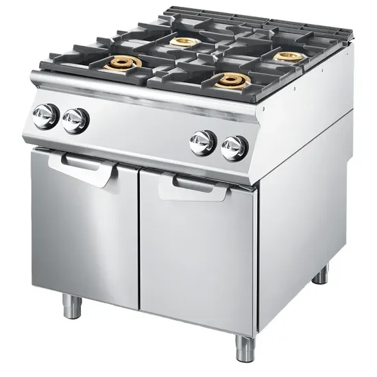 Cuisinière à gaz 4 brûleurs sur soubassement avec portes puissance 36 kw Soldes