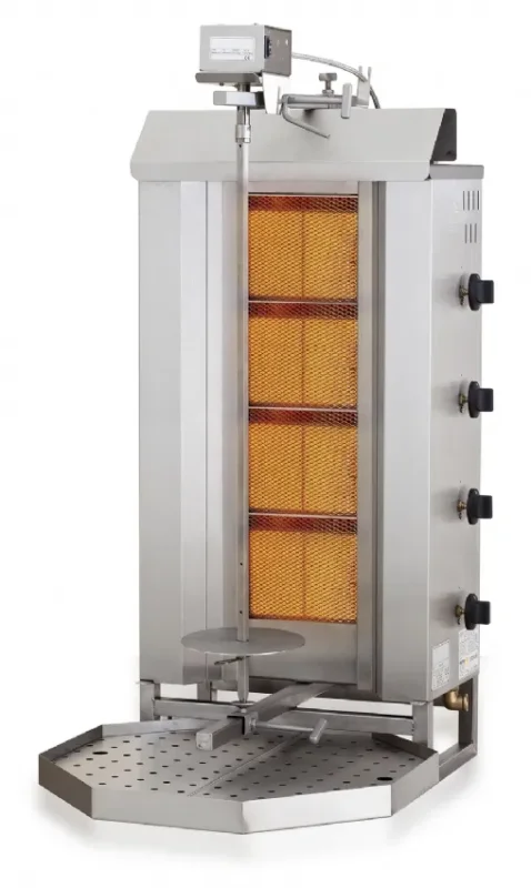 Nouvel Arrivage Machine gyros gril de gaz moteur au-dessus 4 zones de chauffage