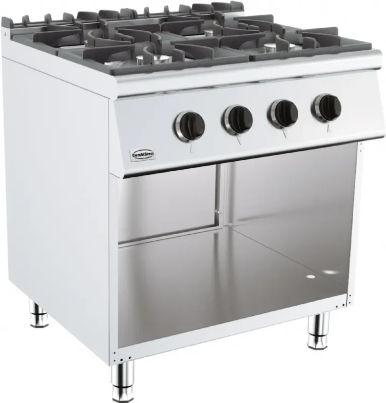 Cuisiniere a gaz professionnelle 4 bruleurs sur coffre sans porte 800x700 Achat Immédiat
