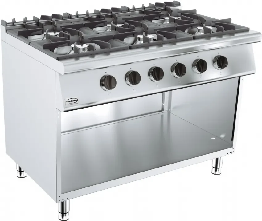Cuisiniere a gaz professionnelle 6 bruleurs sur coffre sans porte 1200x700 Produit De Marque