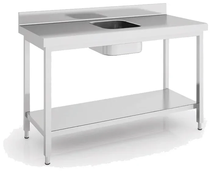 Meilleur Prix Table de chef en inox 1000x700x850 avec bac au centre