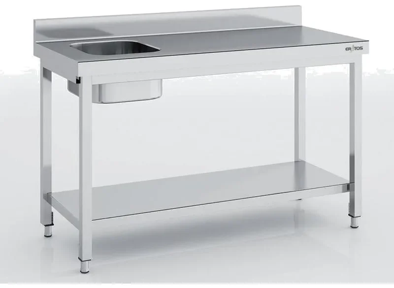 Acheter En Ligne Table chef en inox 1000x600x850 avec bac à gauche