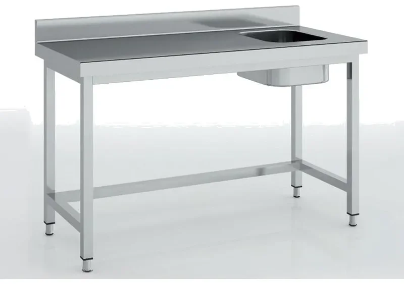Promotion Table de chef en inox 1300x700x850 avec bac à droite