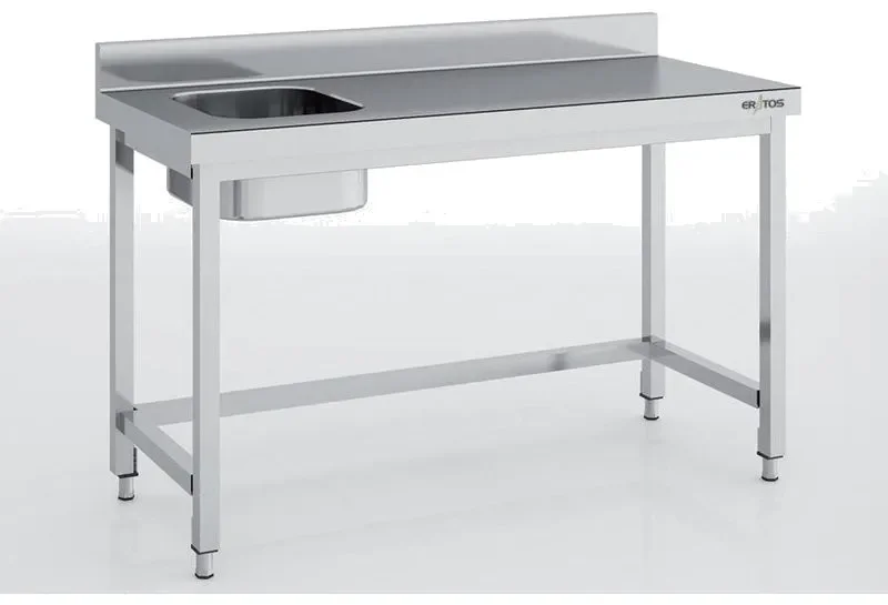 Prix Choc Table de chef en inox 2200x700x850 avec bac à gauche