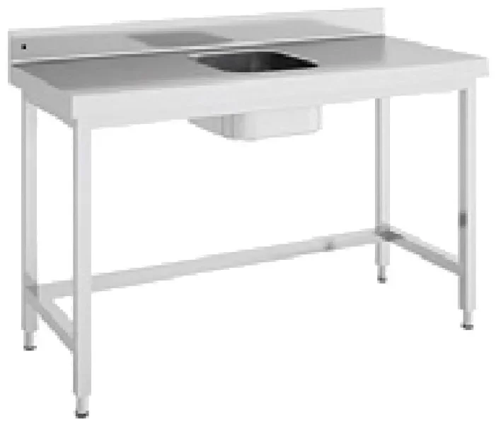 Table chef en inox 2200x700x850 avec bac au centre Haute Qualité