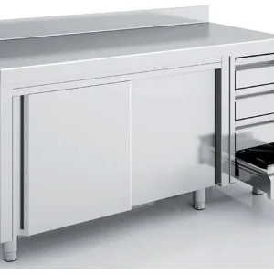 Achat Immédiat Meuble neutre avec portes coulissantes et tiroirs 2400x600x850 avec dosseret