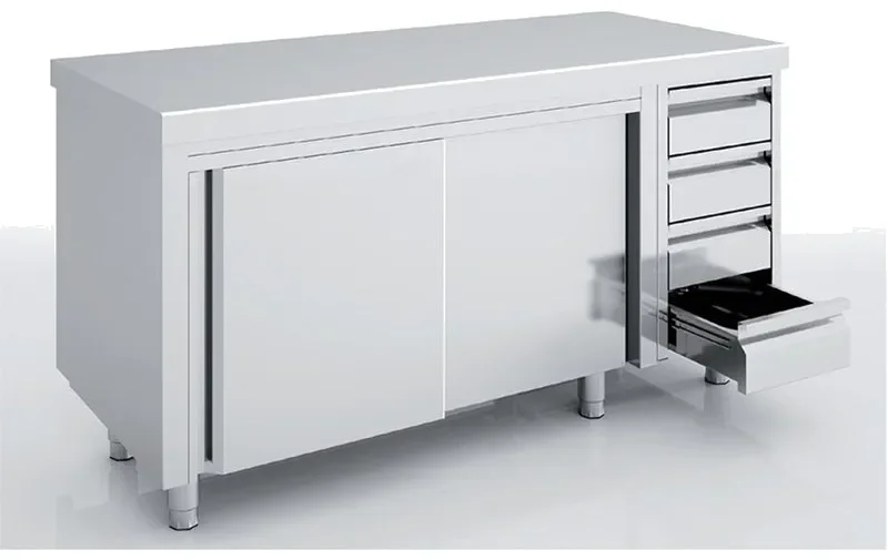 Meuble neutre avec portes coulissantes et tiroirs 1800x700x850 sans dosseret Must-Have