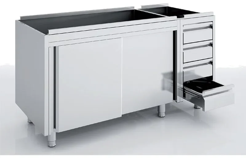 Meilleure Vente Meuble neutre avec portes coulissantes et tiroirs 2400x700x850 sans dessus