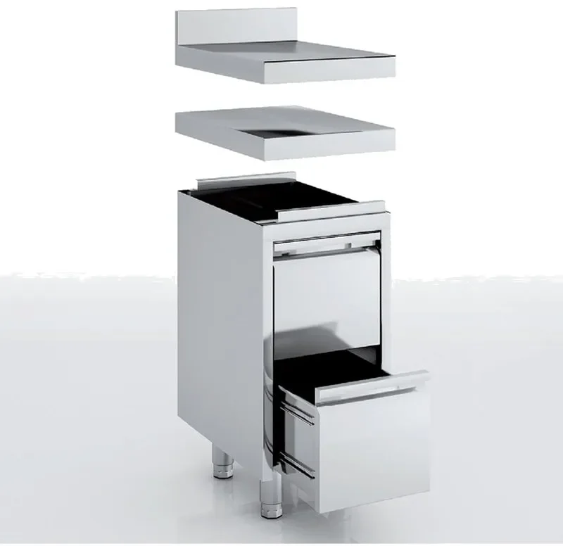 Meuble neutre 2 tiroirs 400x600x850 sans dessus Certifié