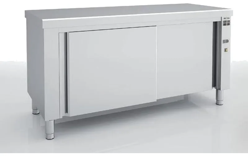 Meuble sans dosseret chaud central en inox portes coulissantes Dernier Modèle