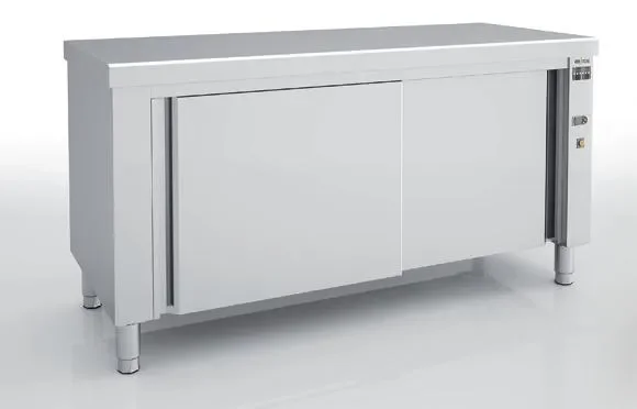 Nouveauté Meuble inox portes coulissantes sans dessus chaud central