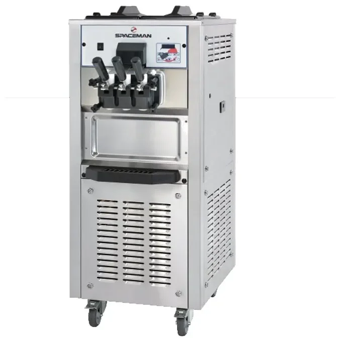 Machine à glace soft et frozen yogurt professionnel par gravité vertical à roulettes 2 cuves 12 l Expédié Aujourd’hui