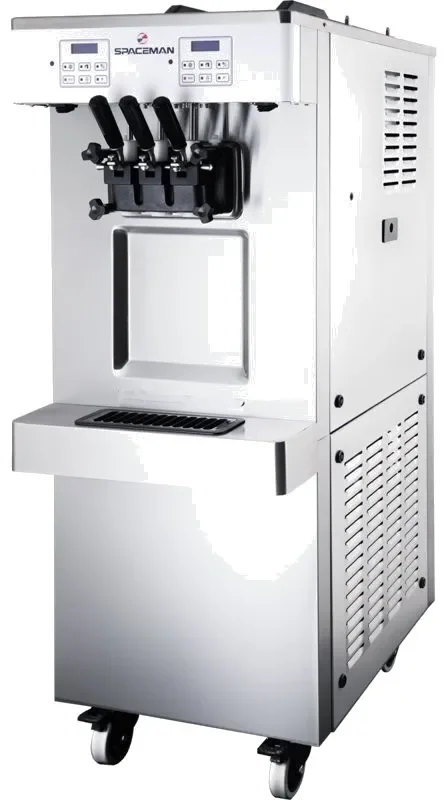 Nouveauté Machine à glace soft et frozen yogurt professionnel par pompe vertical à roulettes 2x12 l