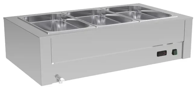 Bain-marie de table professionnel à eau 3xgn1/1 dimensions 1120x650x270 Bon Marché