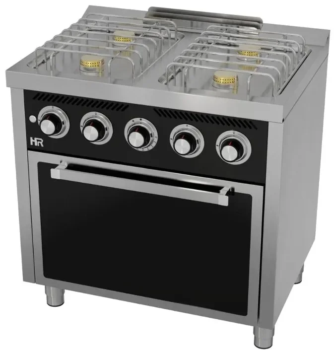 Meilleur Prix Fourneau à gaz professionnel "basic" 4 feux vifs profondeur 600 mm avec four à gaz