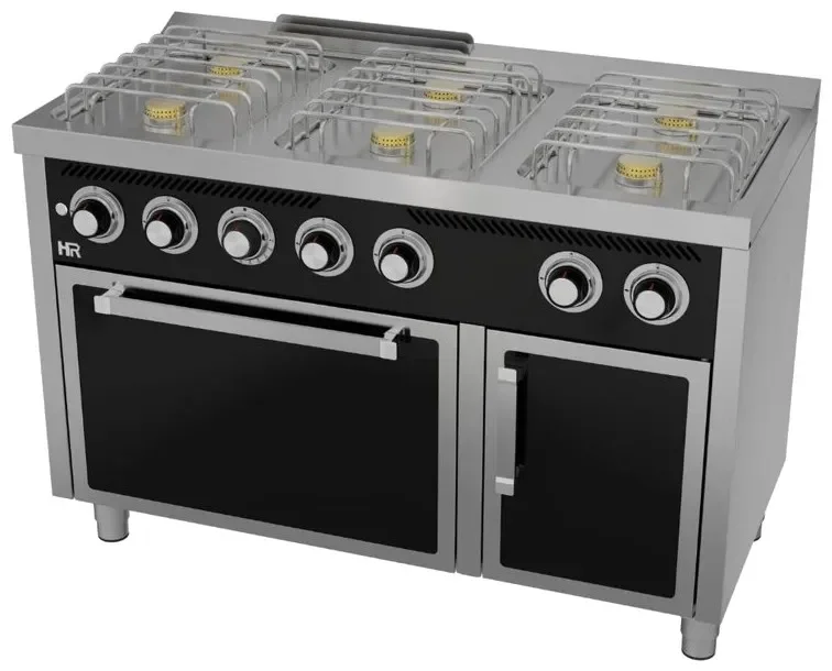 Fourneau à gaz professionnel "basic" 6 feux vifs profondeur 600 mm avec four à gaz Top Vente