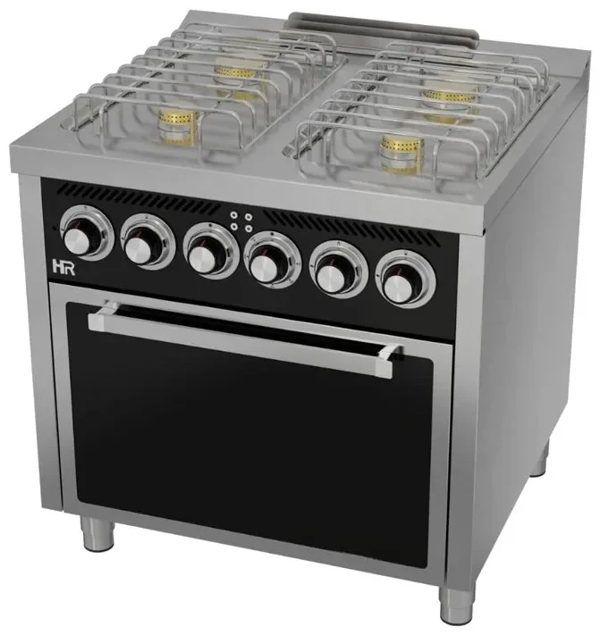 Nouvelle Collection Fourneau à gaz professionnel gamme basic 4 feux vifs avec four électrique profondeur 750 mm
