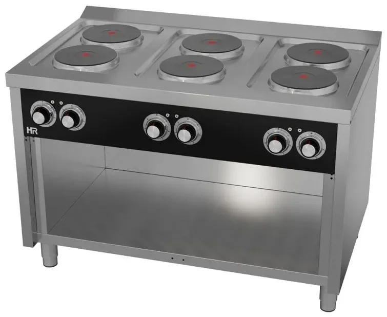 Vente Flash Fourneau électrique professionnel sur placard ouvert 6 plaques profondeur 750 mm