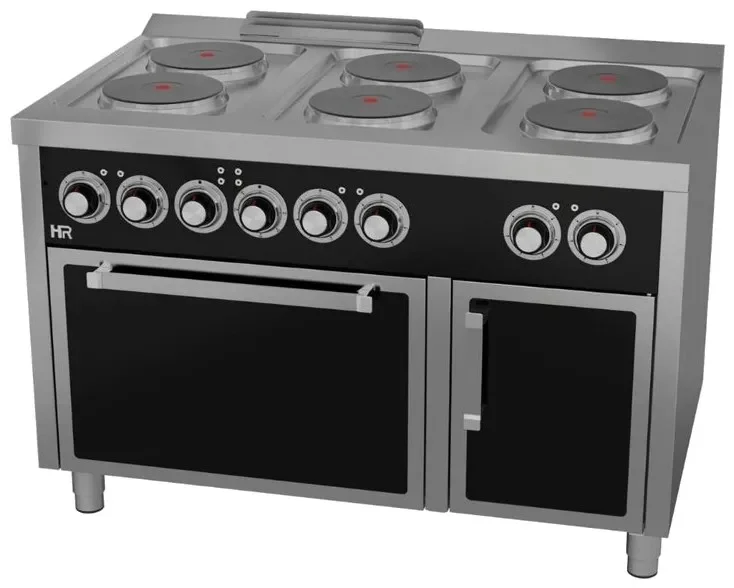 Acheter En Ligne Fourneau électrique professionnel 6 plaques avec four électrique profondeur 750 mm