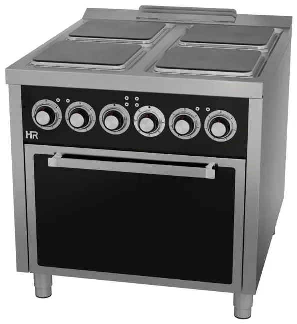 Expédition Rapide Fourneau électrique professionnel 4 plaques avec four électrique gn2/1 profondeur 930 mm