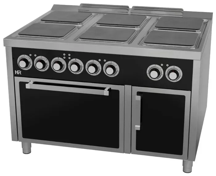 Dernière Chance Fourneau électrique professionnel 6 plaques avec four électrique gn2/1 profondeur 930 mm