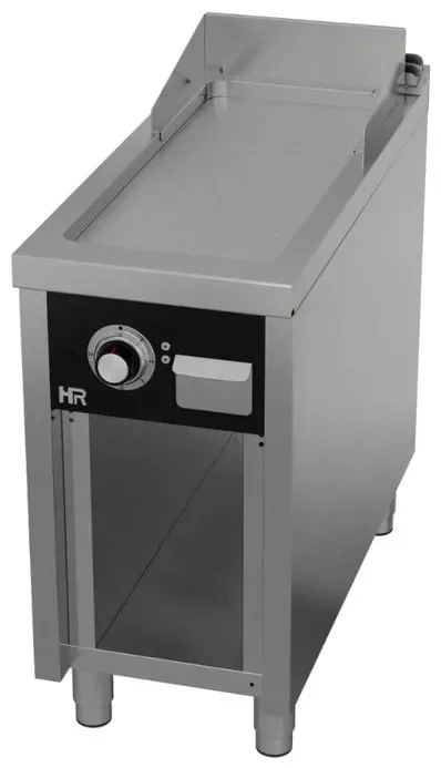 Certifié Plancha électrique fry-top professionnelle sur placard ouvert 400x930x945mm plaque acier rectifié